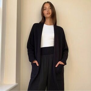 Aritzia Babaton Lance Cardigan Black Lightweight Long Open Sweater size xxs